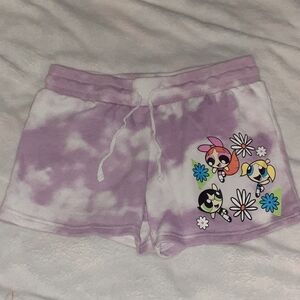 Powerpuff Girls Cotton Sweat Jogger Shorts Tie Dye